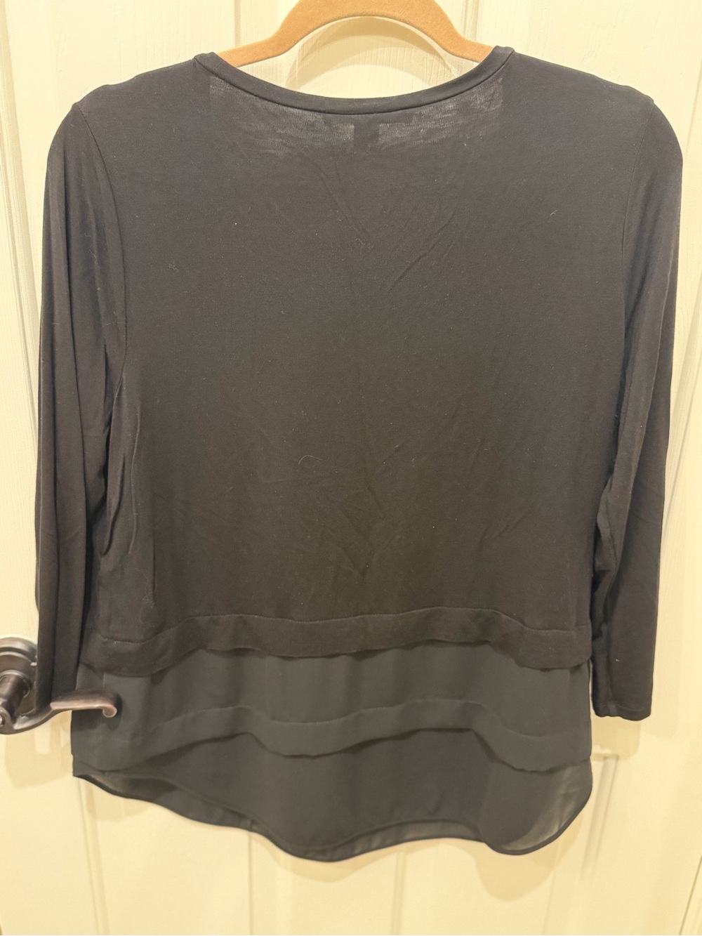 NWOT Michael Kors Black Layered Long-Sleeve Scoop Neck Top - Picture 6 of 6
